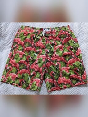 Trunks Surf And Swim Co. Board Shorts Tropical Flamingo Mens Size Large